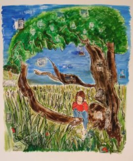 Mara's Tree - A Metaphor for Spiritual Growth, mixed media by Lauren Zinn.